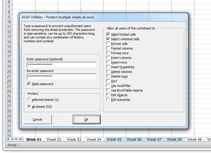 ASAP Utilities For Excel Blog Tip Quickly un protect All Sheets At Once