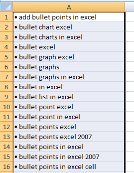 Bullet points in Excel