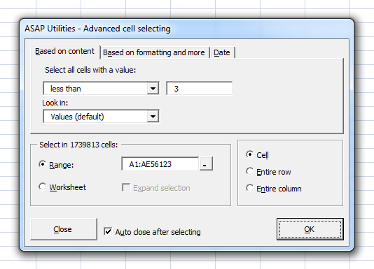 Select cells based on content, formatting and more...