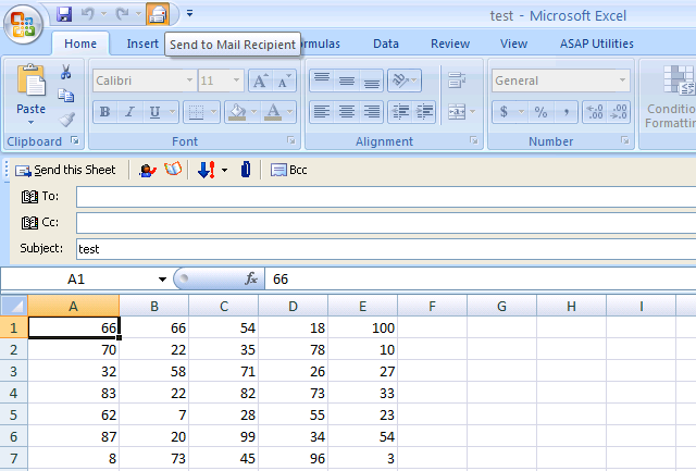 Send sheet or selection by mail in Excel 2007 and 2010