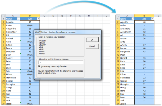 Hide or replace error values  (Click to zoom)