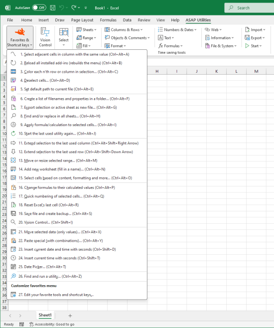 1 The favorites and shortcuts menu  (Click to zoom)