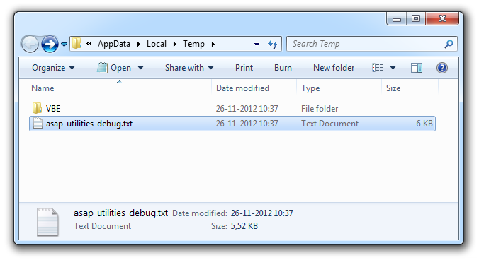 The file 'asap-utilities-debug.txt' contains important information for us