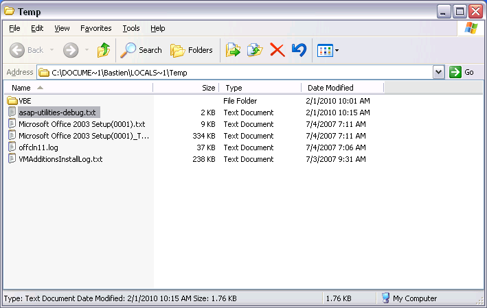 The file 'asap-utilities-debug.txt' contains important information for us