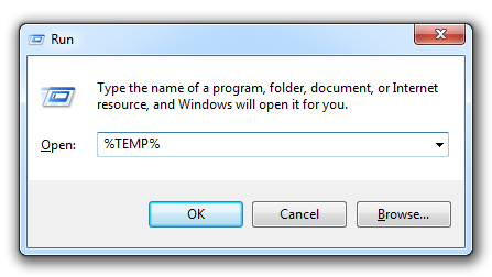 Enter %TEMP% to browse to the Windows Temp folder
