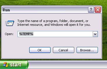 Enter %TEMP% to browse to the Windows Temp folder