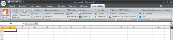 The Excel menu with ASAP Utilities
