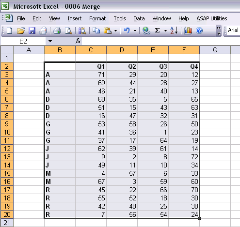 3 Result one selection which Excel can use for example its subtotals