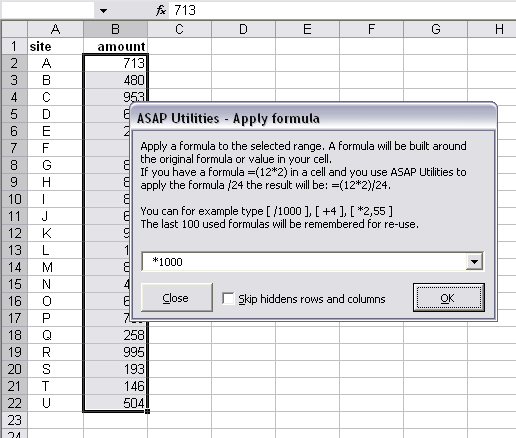 Example A Quickly multiply cells by ...