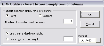Insert between empty rows or columns...