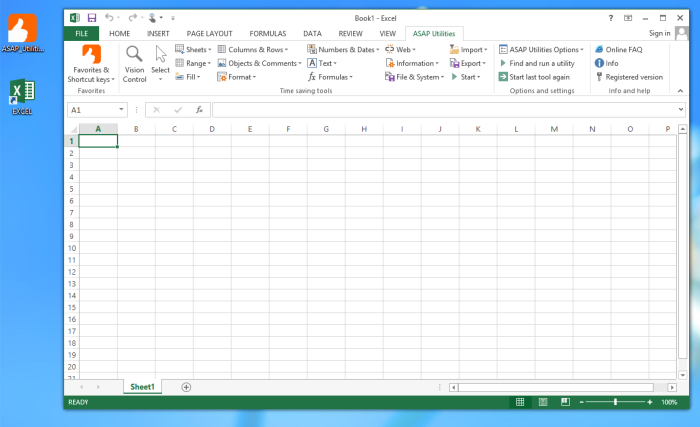 Excel 2013 with ASAP Utilities 5