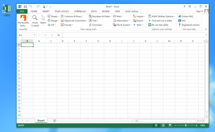 Excel 2013 with ASAP Utilities