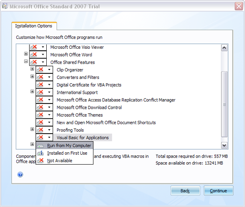 comment installer vba