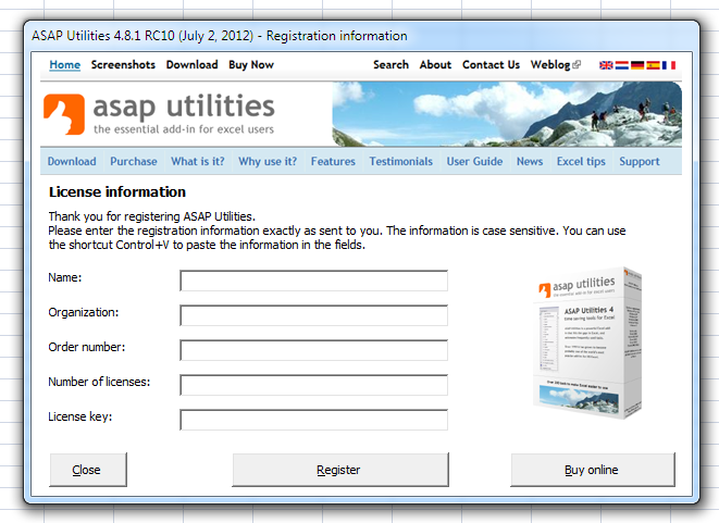 How to enter your registration information / license key
