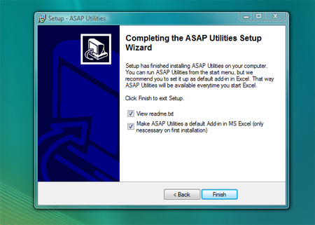 Setup finished in Windows Vista