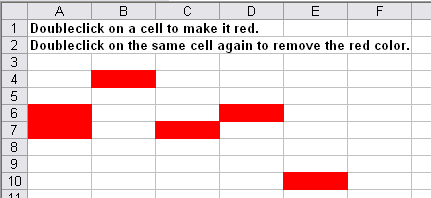 make a cell red when you double-click on it, and when you double-click on it again the red color is removed