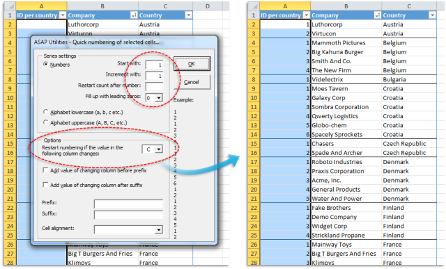 Start with 1 > Add 1 > Restart counting if the value in column [C] changes