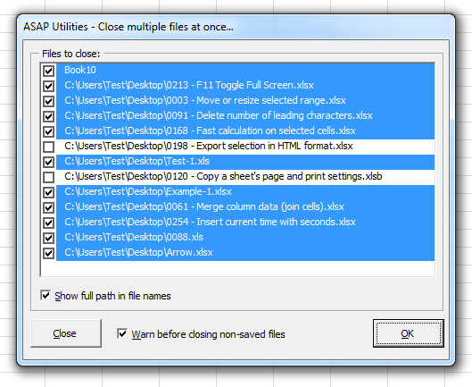 Easily close multiple files at once