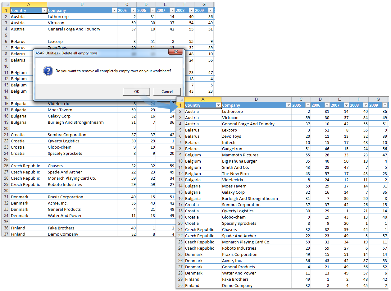 easy way to delete blank rows in excel