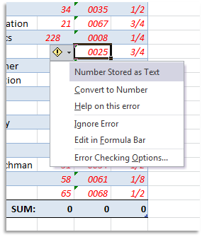 Excel Error Checking - Convert to Number