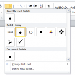 Insert a bullet list in MS Word