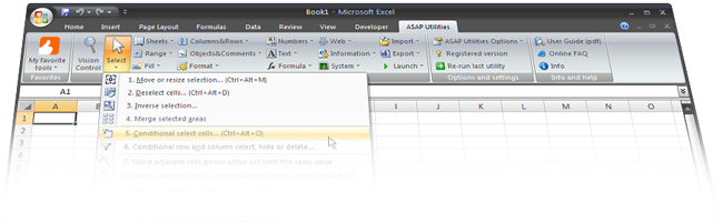 Preview ASAP Utilities ribbon for Excel 2007