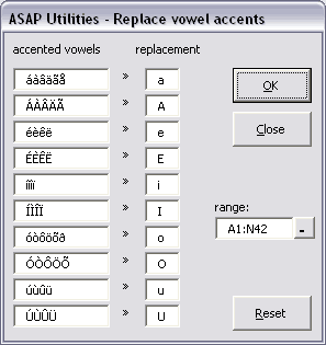 Text » Replace accented vowels