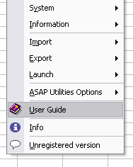 New: User Guide in the ASAP Utilities menu