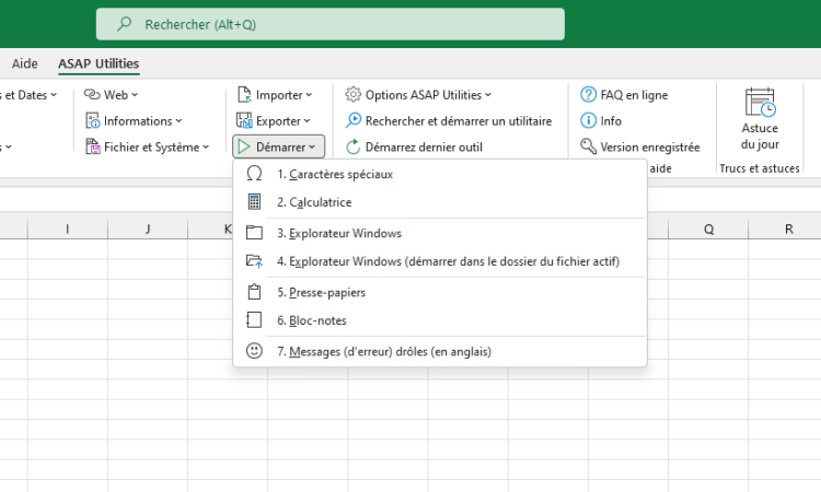 ASAP Utilities  ›  Démarrer  (Click to zoom)