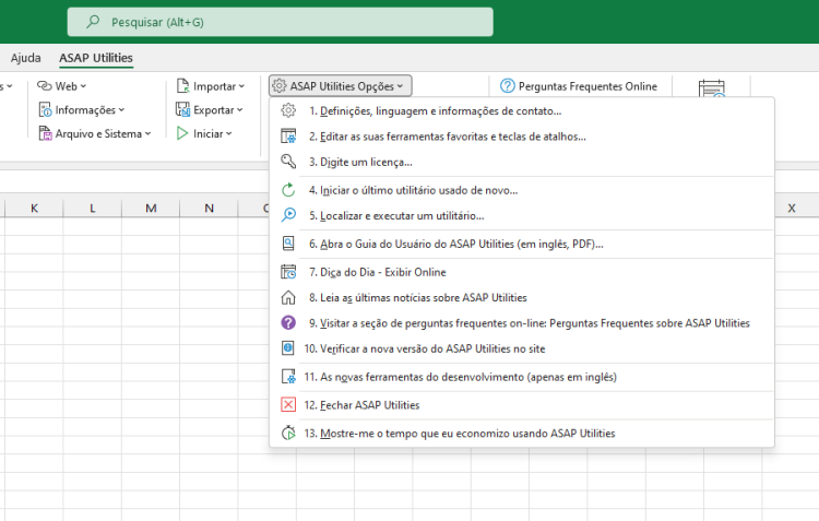 ASAP Utilities  ›  ASAP Utilities Opções  (Click to zoom)