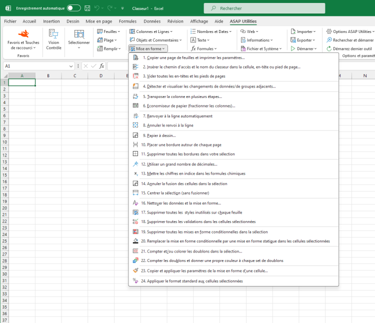 ASAP Utilities  ›  Mise en forme  (Click to zoom)