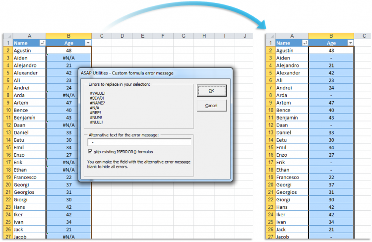 Hide or replace error values (Verrà visualizzata la versione in lingua inglese.)