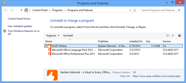 asap utilities for excel uninstall temporary remove office uninstaller