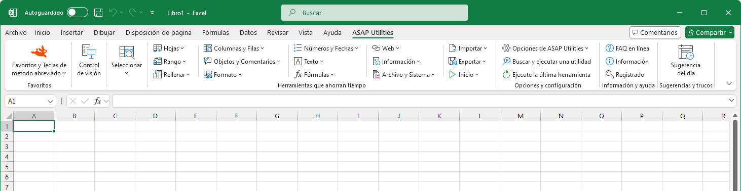 ASAP Utilities menu in Excel