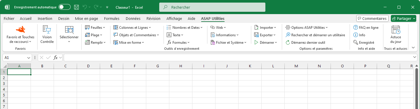ASAP Utilities menu in Excel