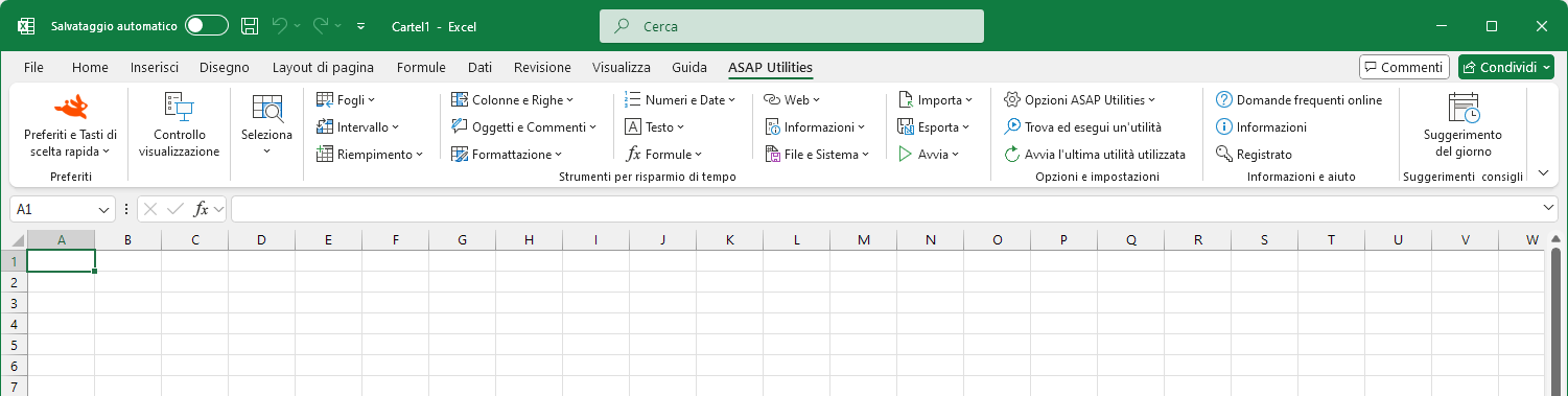 ASAP Utilities menu in Excel