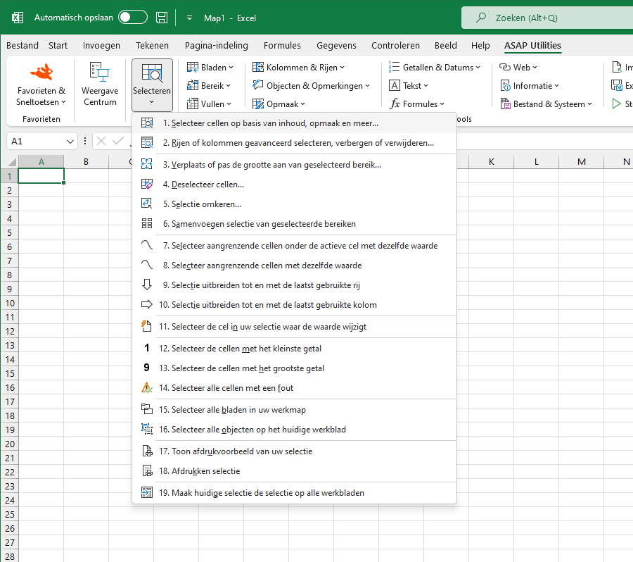 Selecteren  ›  1 Selecteer cellen op basis van inhoud, opmaak en meer...