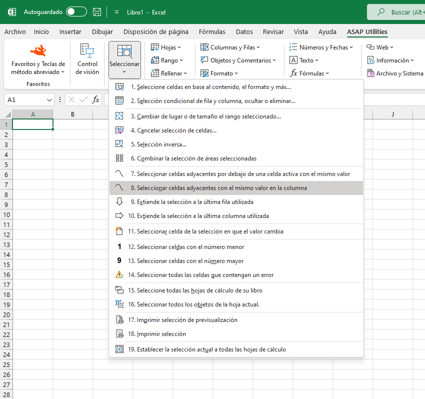 Seleccionar  ›  8 Seleccionar celdas adyacentes con el mismo valor en la columna