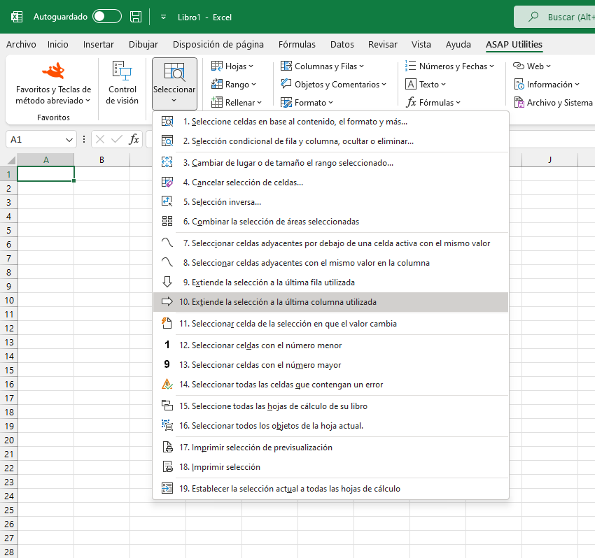 Seleccionar  ›  10 Extiende la selección a la última columna utilizada