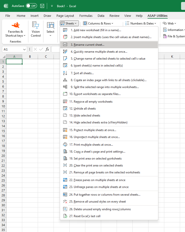 Sheets  ›  3 Rename current sheet...