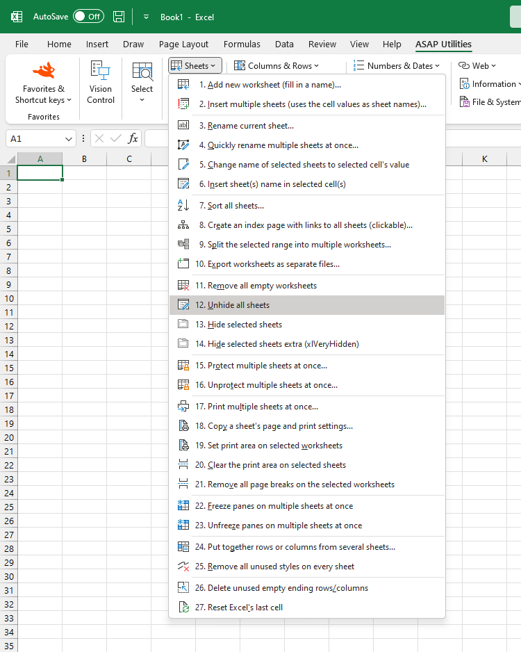 Sheets  ›  12 Unhide all sheets