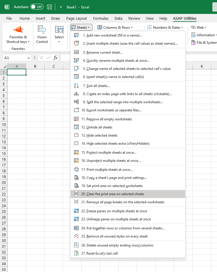 Sheets  ›  20 Clear the print area on selected sheets