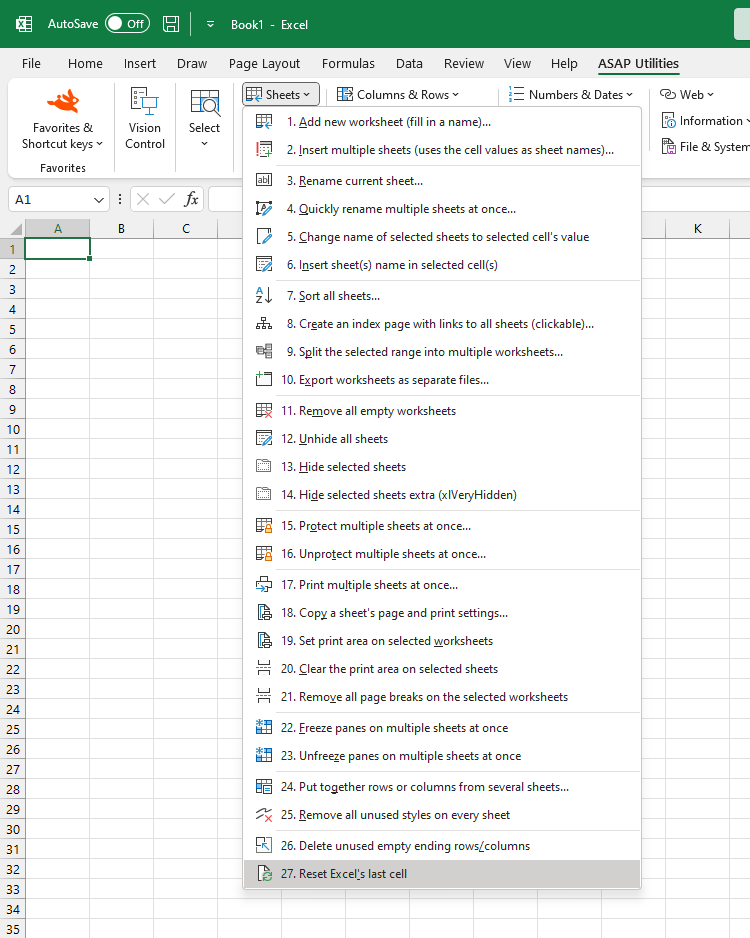 Sheets  ›  27 Reset Excel's last cell