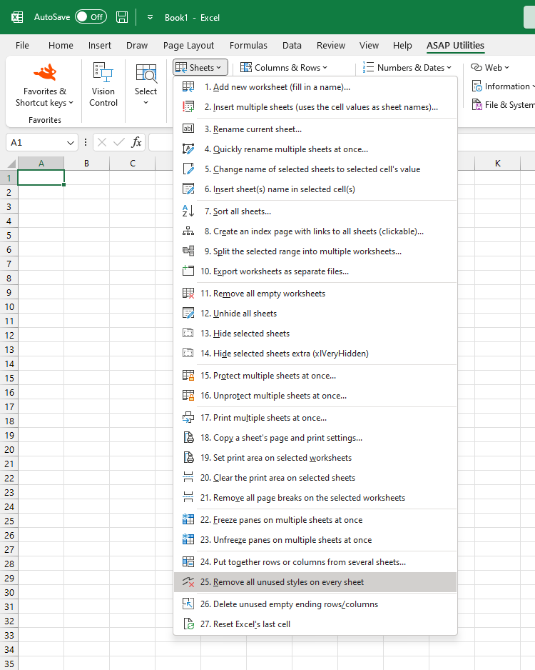 Sheets  ›  25 Remove all unused styles on every sheet