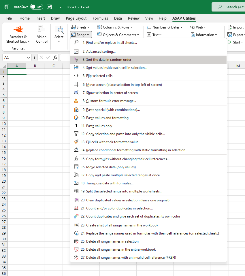 Range  ›  3 Sort the data in random order