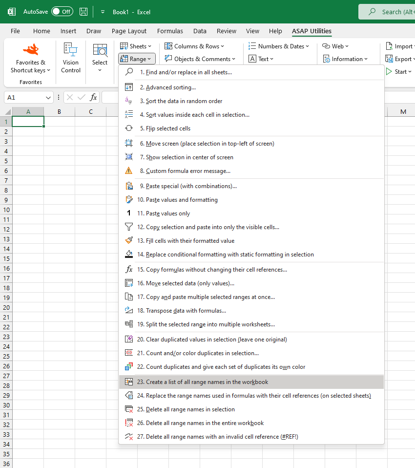 Range  ›  23 Create a list of all range names in the workbook