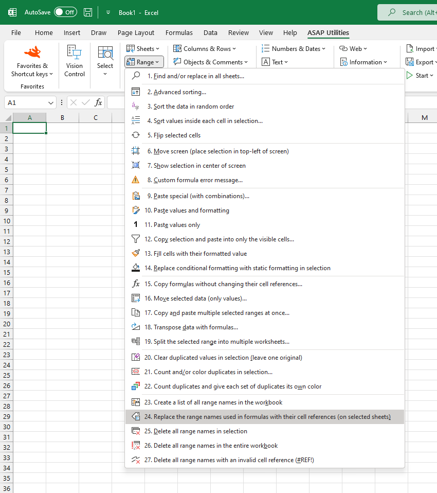 Range  ›  24 Replace the range names used in formulas with their cell references (on selected sheets)