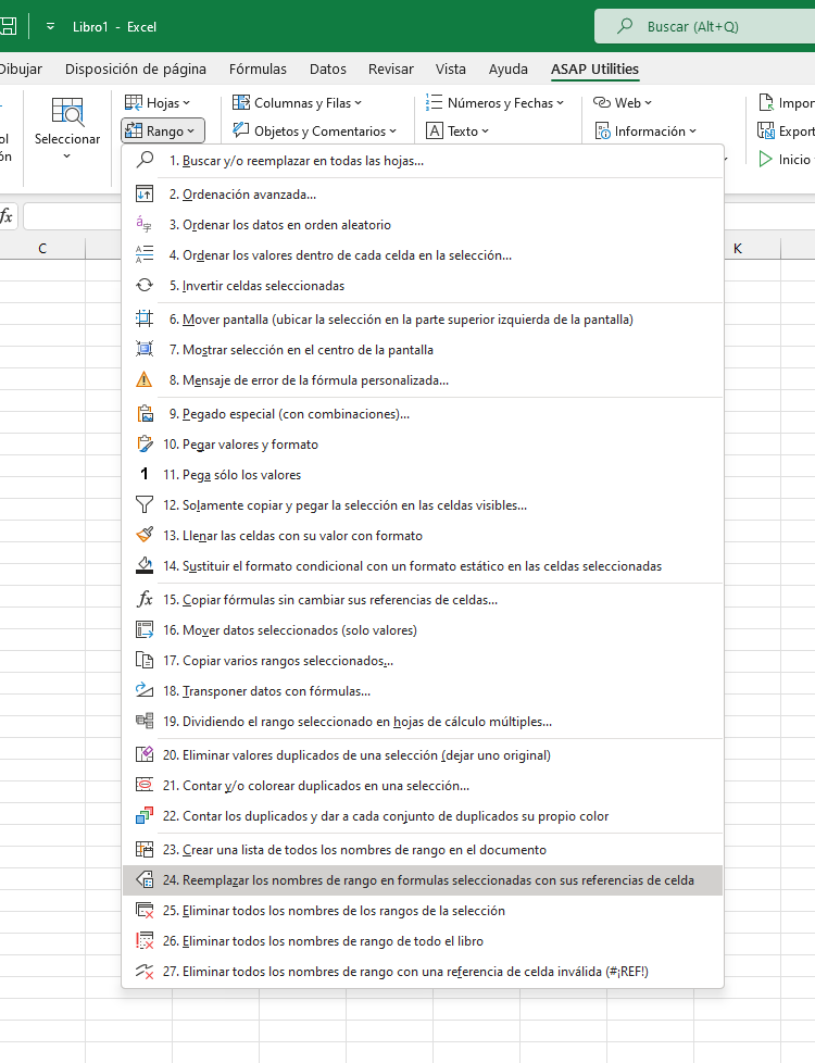 Rango  ›  24 Reemplazar los nombres de rango en formulas seleccionadas con sus referencias de celda