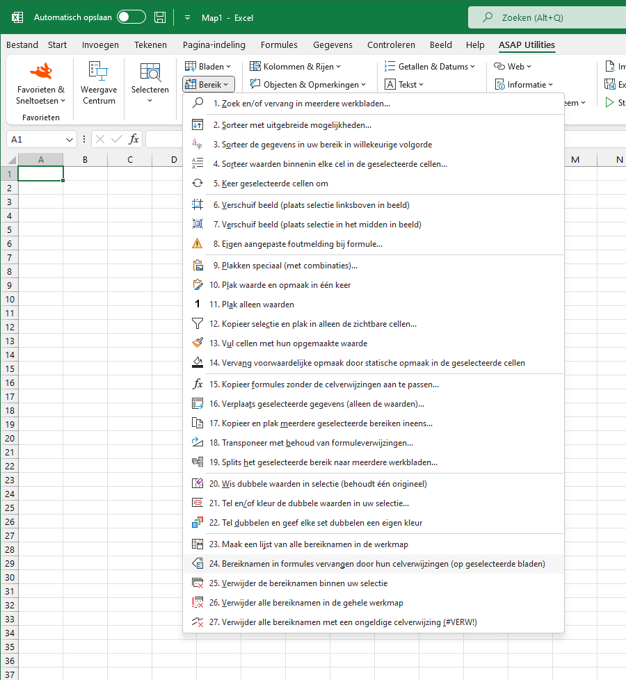 Bereik  ›  24 Bereiknamen in formules vervangen door hun celverwijzingen (op geselecteerde bladen)