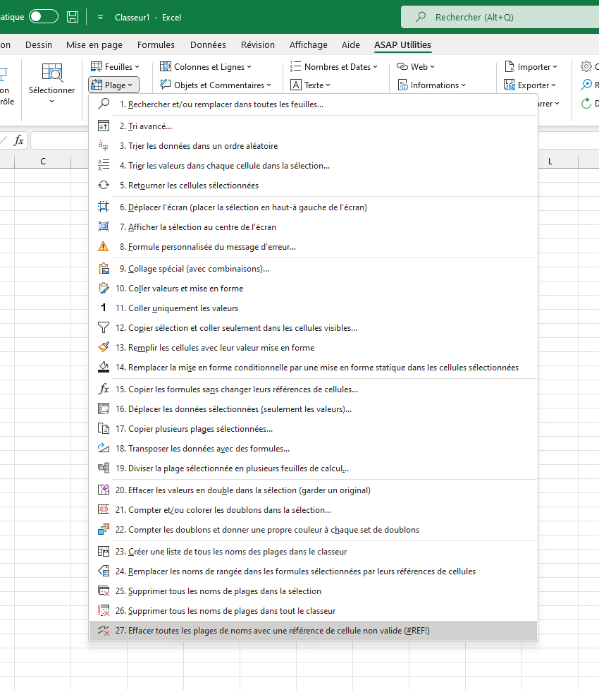 Plage  ›  27 Effacer toutes les plages de noms avec une référence de cellule non valide (#REF!)